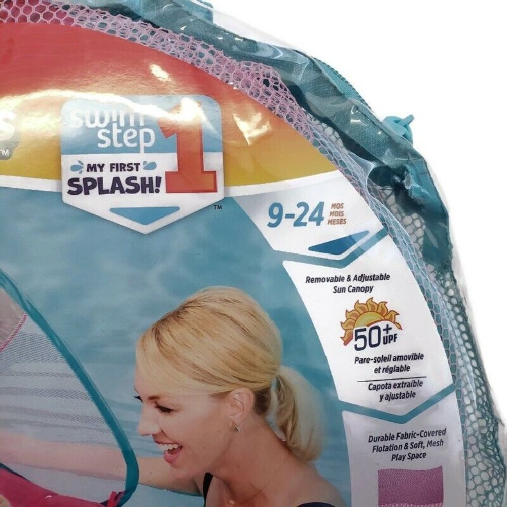 Swimways Baby Spring Float Sun Canopy Pink Fish Swim Step 1 Splash 9-24 Months - Picture 4 of 5